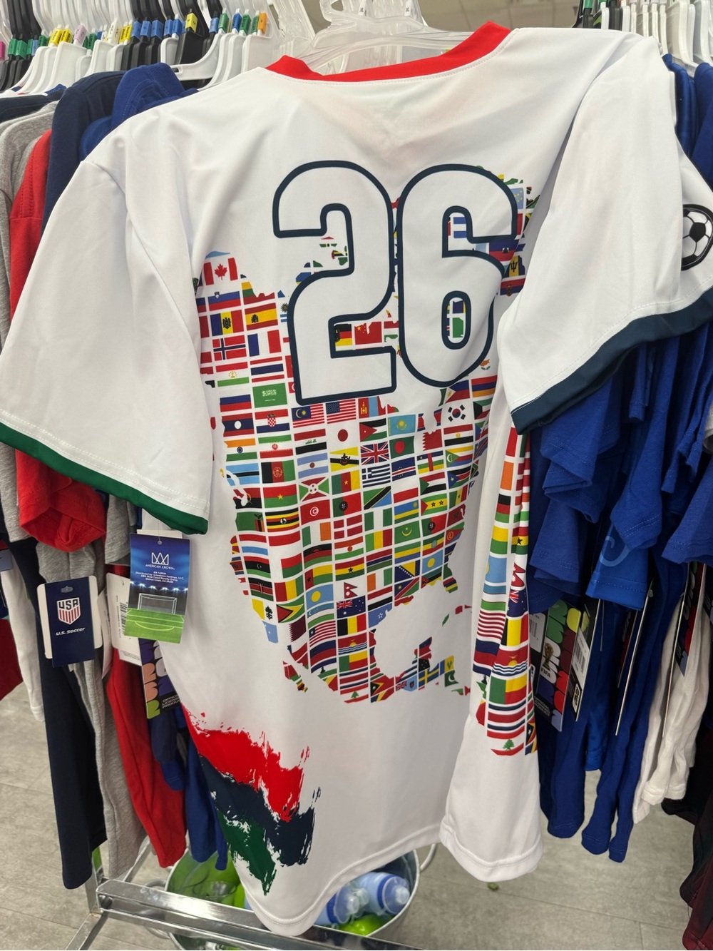 New nwt fifa World Cup multinational Flag Print White Sports Jersey 26